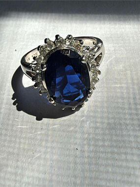 Avon Blue Oval Halo Ring